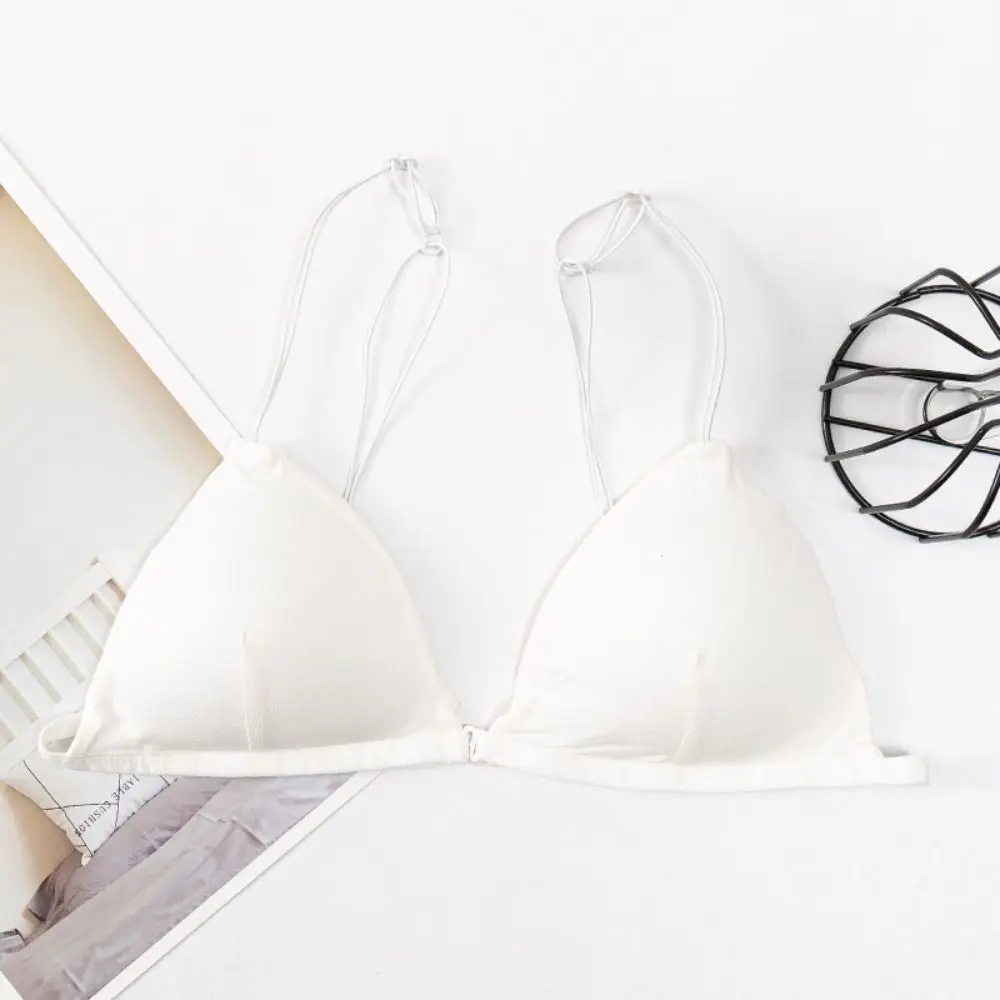 Fachion Triangle Bras for Women Beauty Back Push-up French Style Bra Thin Strape Solid Color Wireless Bra Girls 4