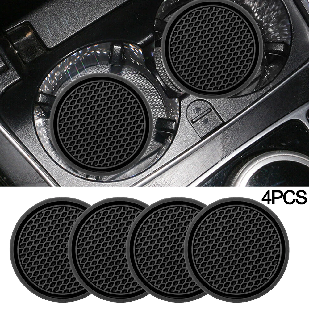High Quality Practical To Use Easy To Clean Car Coasters 4pcs Anti-Slip Car Accessories Fit For: Car/Home Insert Coaster