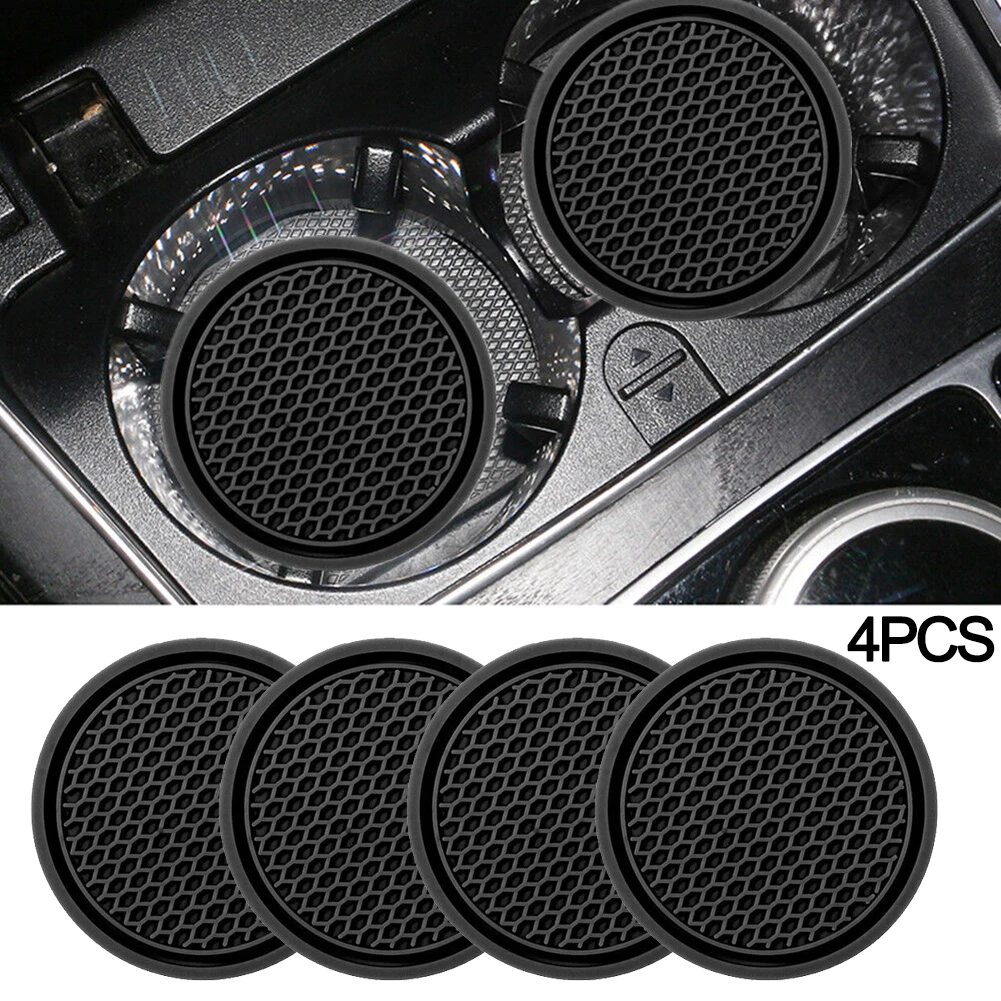 

High Quality Practical To Use Easy To Clean Car Coasters 4pcs Anti-Slip Car Accessories Fit For: Car/Home Insert Coaster