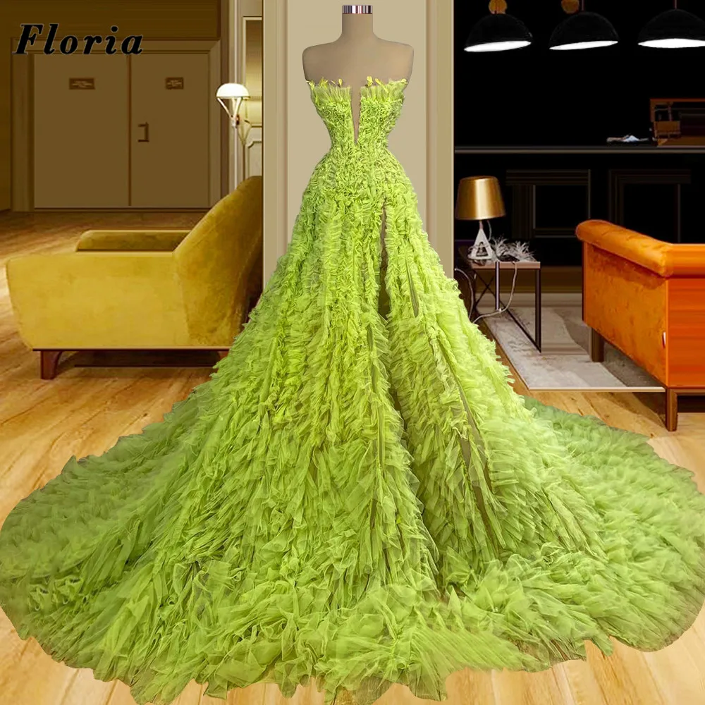 

Floria 3 Dubai Designs Long Tiered Evening Dresses Women Puffy Beading Prom Party Gowns Red Carpet Dress Vestidos De Festa 2022