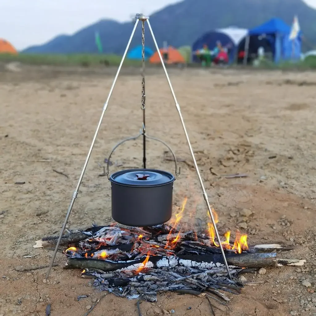 

Hanging Cookware Tableware Outdoor Tableware Big Capacity Aluminum Alloy Camping Picnic Pot Cooking Picnic For Campfire Pot