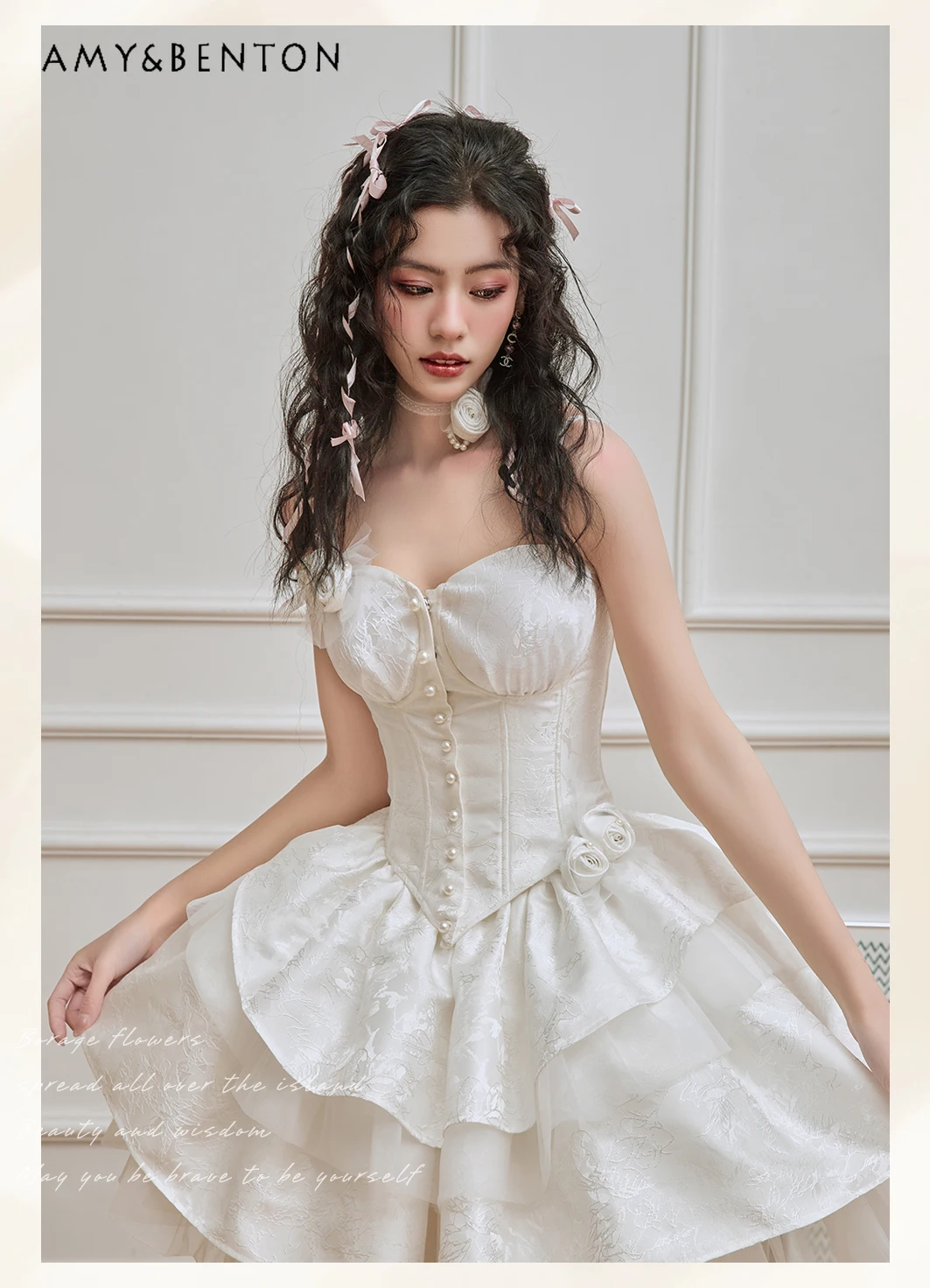 Lolita Skirt Sets French Elegance Off Shoulder Top Mini Skirt Two-Piece Sets Womens Outfits Lolita High-Grade Princess Dress