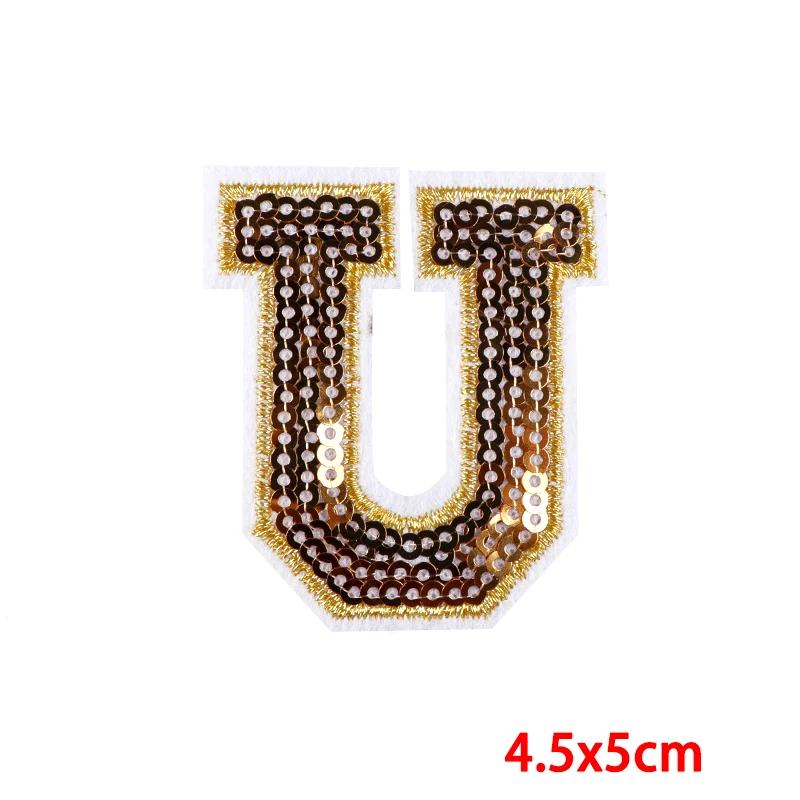 26 englisch Buchstaben Patch Goldenen brief stickerei Patch Brief Eisen Auf Patches Für Kleidung Gold Rand Chenille Patch Abzeichen DIY – Detail 23