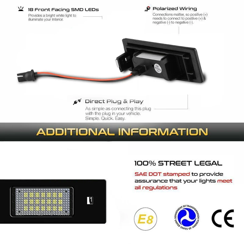 Фото Лампа для номерного знака BMW E81 E87 F20 F21 E63 E64 F06 F12 F13 E85 E86, 2 шт. №2