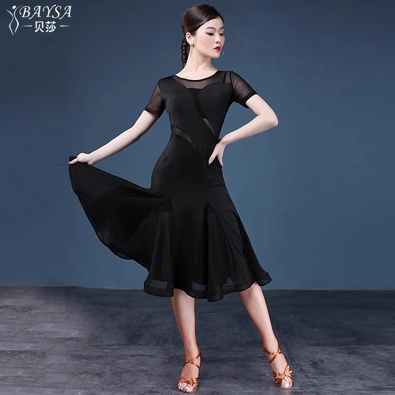 

Sexy And Modern Lace Dress Latin Dance Clothing Female Adult 2023 New Dance Summer Sexy Short-Sleeved Dress Table Costume