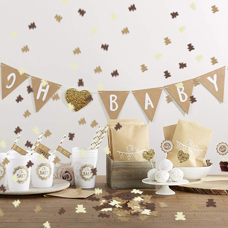 500 Coriandoli A Forma Di Orso Per Baby Shower – Colori Crema E Marrone, In Carta Spessa, Per Decorazioni Da Tavolo. 1,2 Pollici (circa 3 Cm).