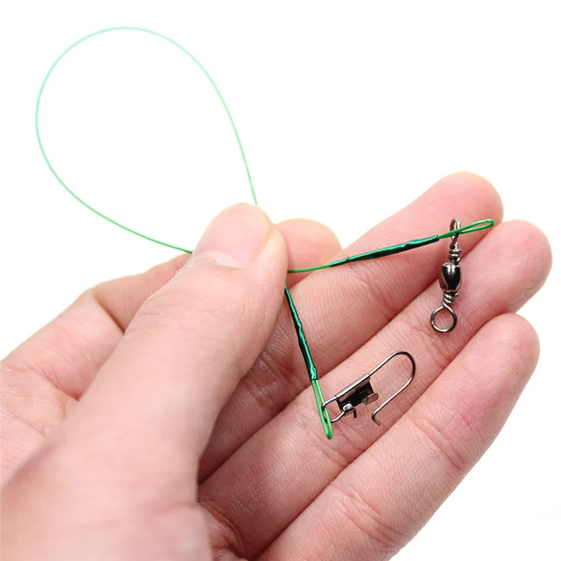fishing accessories 10Pcs Steel Fishing Line Steel Wire Leader With Swivel Olta Fishing Accessory Lead Core Leash Leader Wire Tackle Pesca