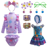 Summer Princess Swimsuit Halloween Purple Flower Ruffled Swimwear Holiday Toddler Bikini Encanto Girls Isabela Mirabel Dress Up