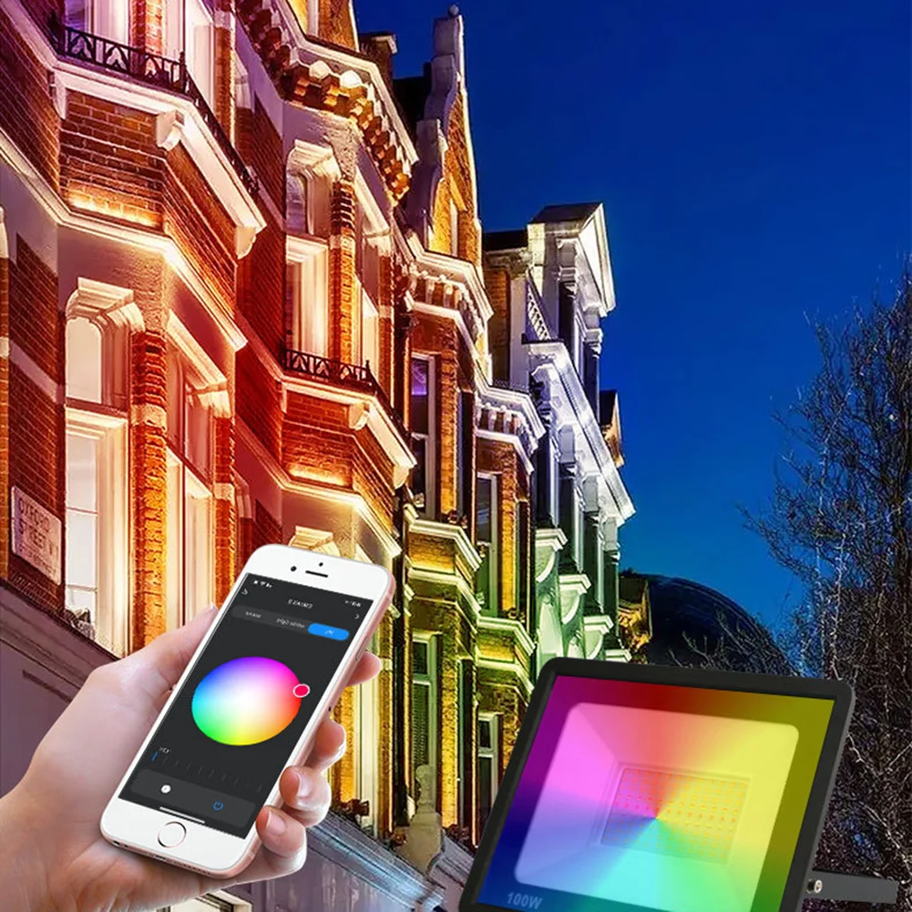 Smart LED Floodlight IP65 WiFi APP Control RGB Spotlight Color Changing RGB Lights Outdoor Led Flood Light for Outdoor Decoratio