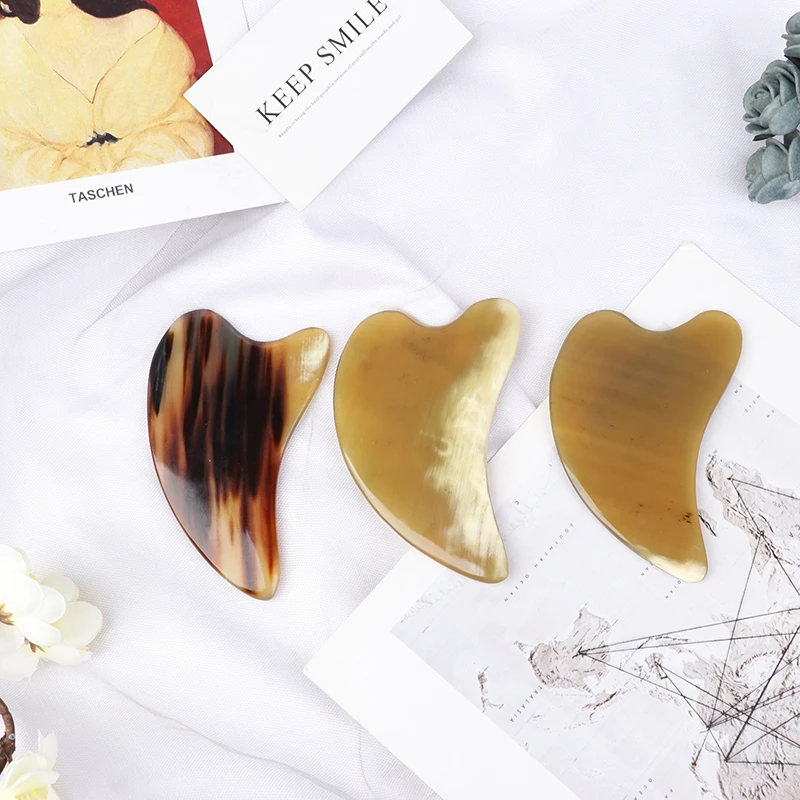

Натуральный Ox Horn Gua Sha Board скребок для гуаши массажер для лица Подтяжка шеи тела Массажер Физиотерапия