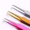 Pink Eyelash Extension Tweezers 90 Degrees Volume Lashes Stainless Steel Accurate Tweezer Non-magnetic Eyelashes Tools Makeup 6