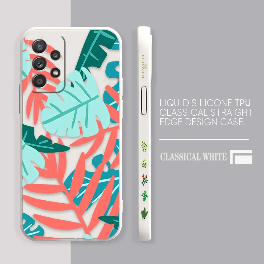thumbnail image 1 of Funda para Samsung Galaxy A91 A73 A72 A71 A52 A51 A33 A31 A02S AO3S 4G 5G Color líquido funda de silicona plantas hoja arte, 1 of 5