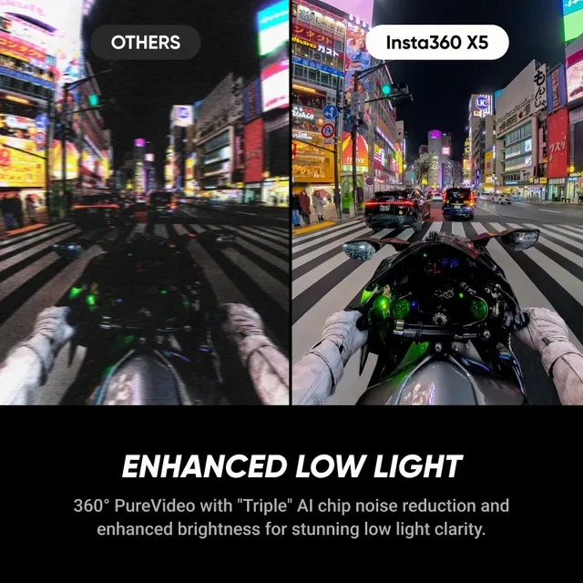 Insta360 X5 360 Action Camera 2025 New 8K 30fps Replaceable Lenses Triple AI Chip Superior Low Light 185 Mins Run Life Insta 360