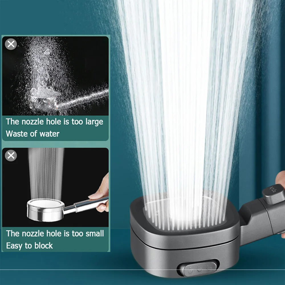 Black Large Flow Rainfall Shower Head 3 Modes High Pressure Water Saving Spray Nozzle Massage Showerhead Bathroom Accessories 3
