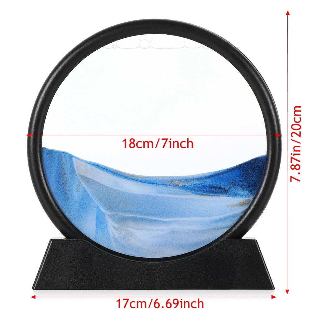 3D Blue Green Color Moving Sand Frame Flowing Sand Art Picture Glass  Landscape in Motion Display Flowing Gift Home Decor