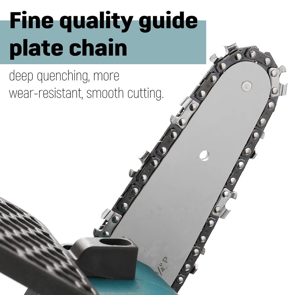 4/6 in Metal Sharp Chainsaw Saw Chain Blade with Guide Plate Electric Chainsaw Replacement Accessories Wood Cutting Garden Tool