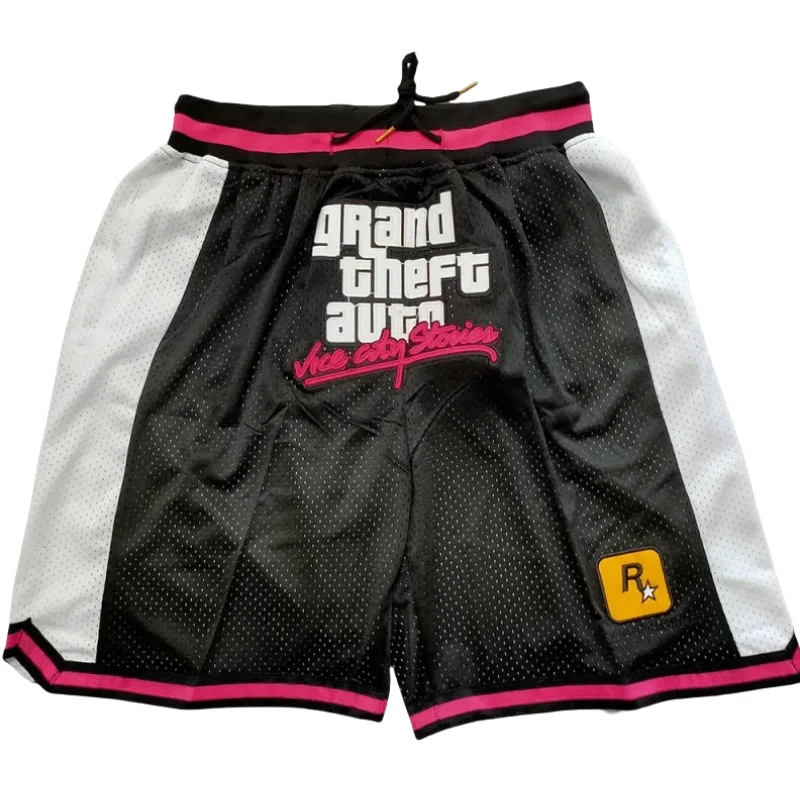 Basketball shorts GTA VICE Zipper Grand Theft Auto San Andreas Mens Sports Breathable Quick Drying