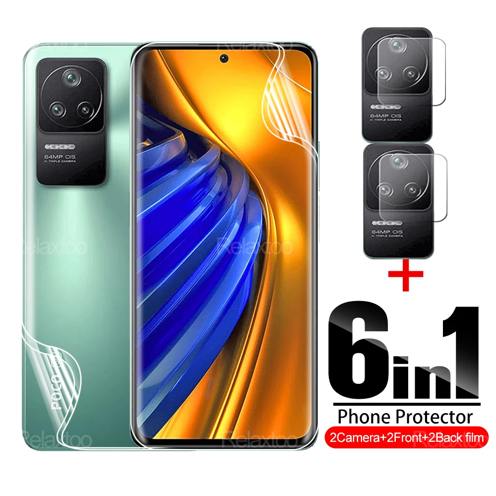 

Гидрогелевая пленка 6 в 1 для передней и задней камеры Xiaomi Poco M4 Pro 4G, Защита экрана для Poco X3 X4 M3 M4 Pro 5G F3 X3 NFC, пленка для объектива камеры