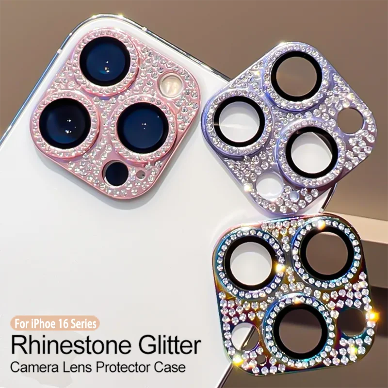 GlamourShield: Sparkling Rhinestone Camera Lens Protector Glass