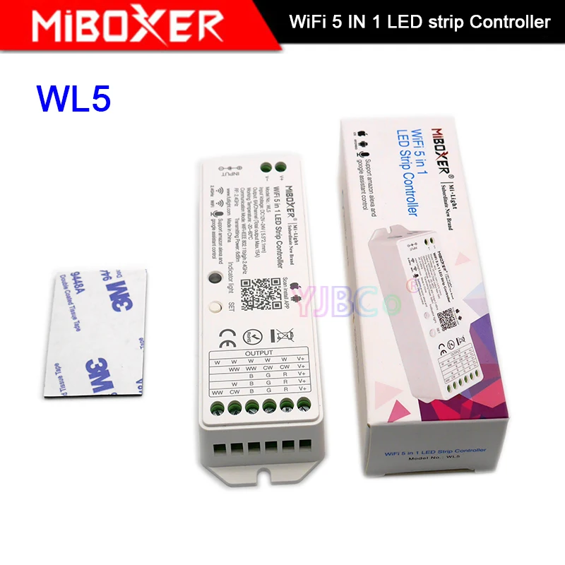 

MiBOXER 5 IN 1 LED Controller WL5 2.4G WiFi 15A Single color,CCT,RGB,RGBW,RGB+CCT Led Strip dimmer Support Amazon Alexa Voice
