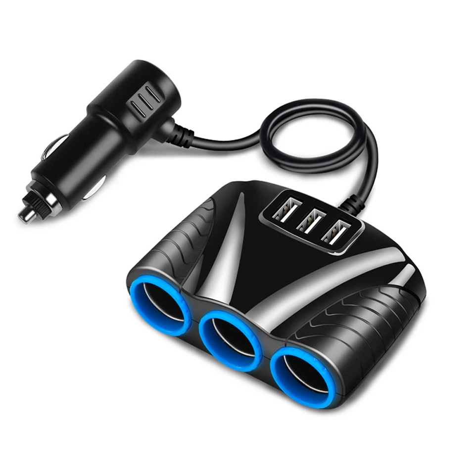 MISYNLON Splitter Accendisigari Auto 3 Prese: 12V Con Interruttori E Fusibile 15A - 4