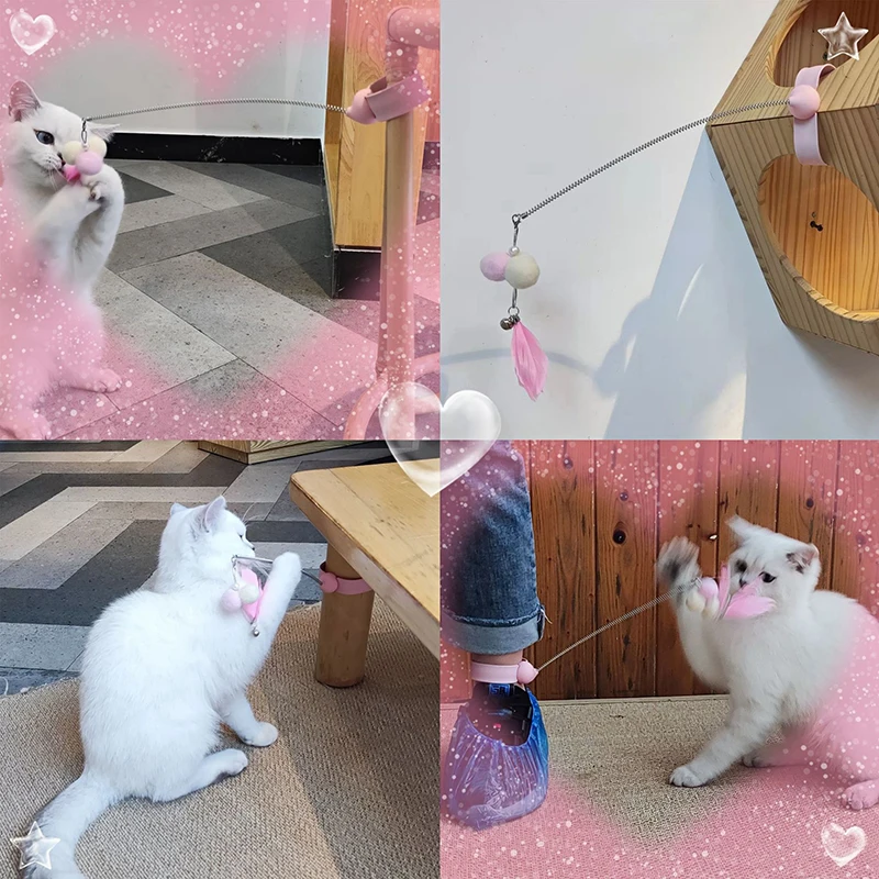 1pc Quality Feather Material Pop Ring Type Multi Purpose Funny Cat Stick Cat Interactive Play Toys pet toys,cat toy