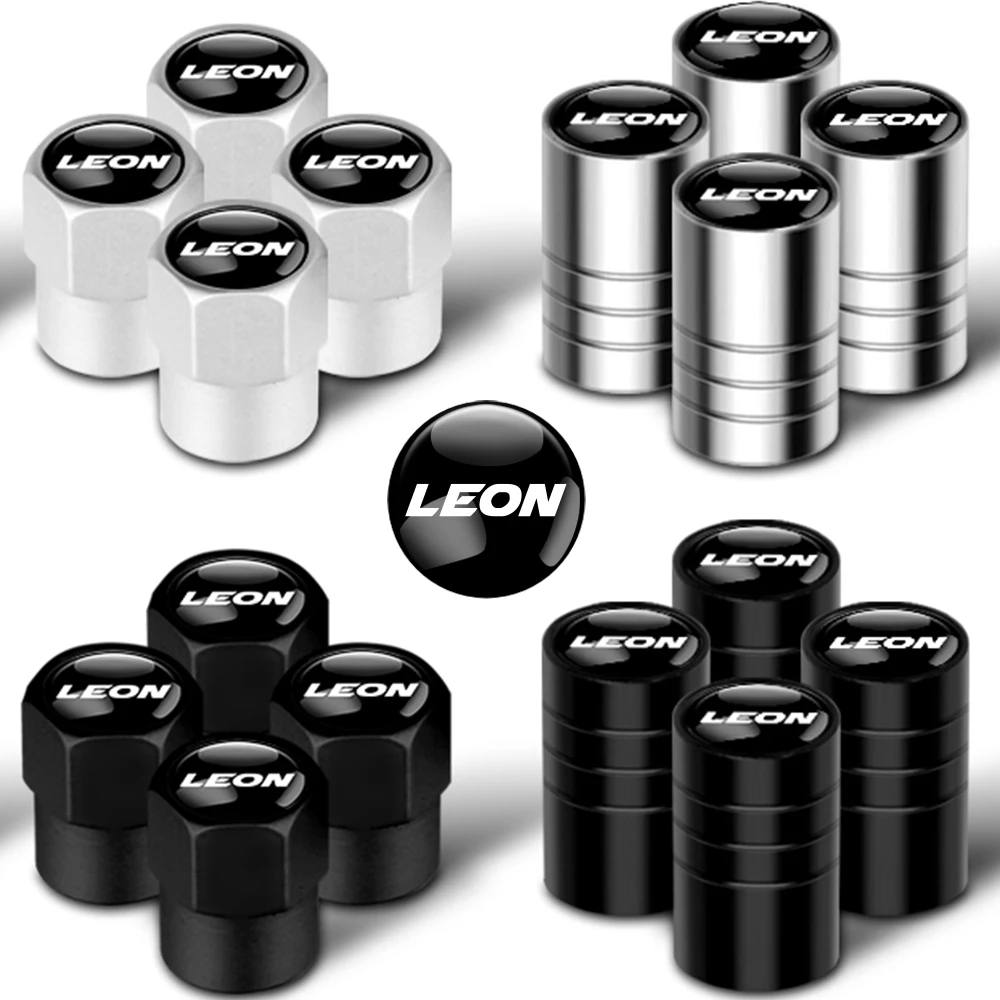 4pcs Car Leon Badge Wheel Tires Valve Caps Tyre Valve Stem Covers For