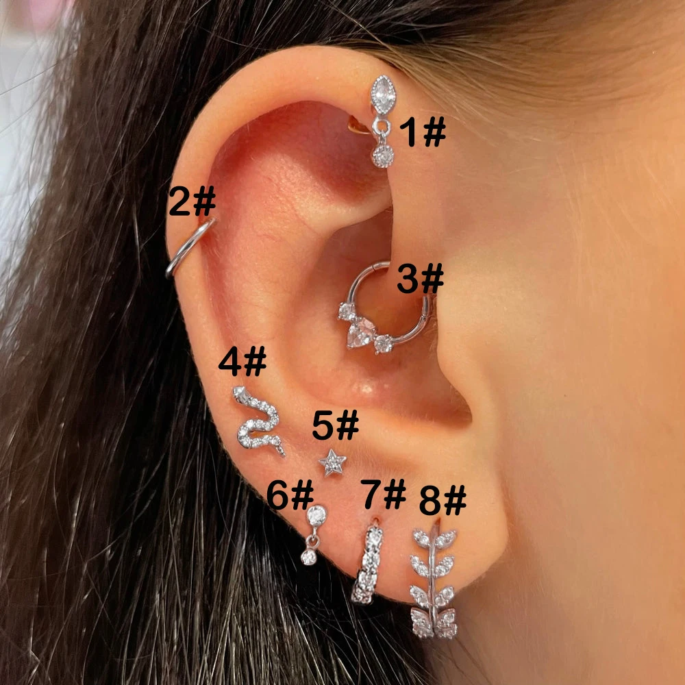 Snake Helix Piercing Earring For Women Star Tragus Daith Ear Hoop Ring Lobe  Cartilage Piercing Earring Stainless Steel Jewlery - AliExpress