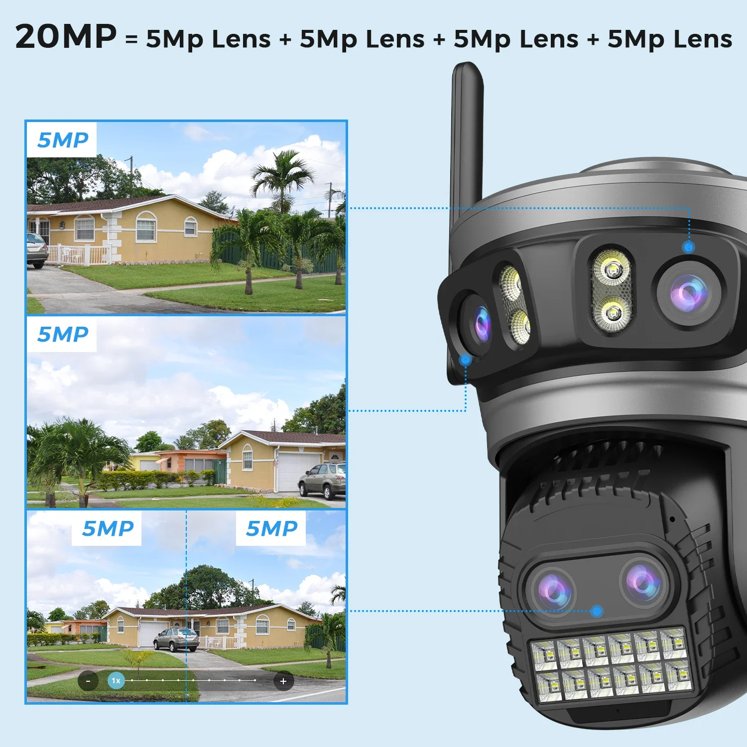 20MP 8K Four Lens Three Screens 10X Zoom PTZ Wifi IP Camera 10MP 5K Dual Lens Dual Screens Auto Tracking Outdoor Camera 5G WIFI 4