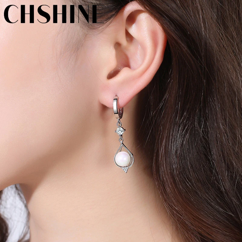 CHSHINE 925 Sterling Silver Water Drop Natural Pearl Earrings for Women Wedding Gift Fashion Jewelry - Image 4