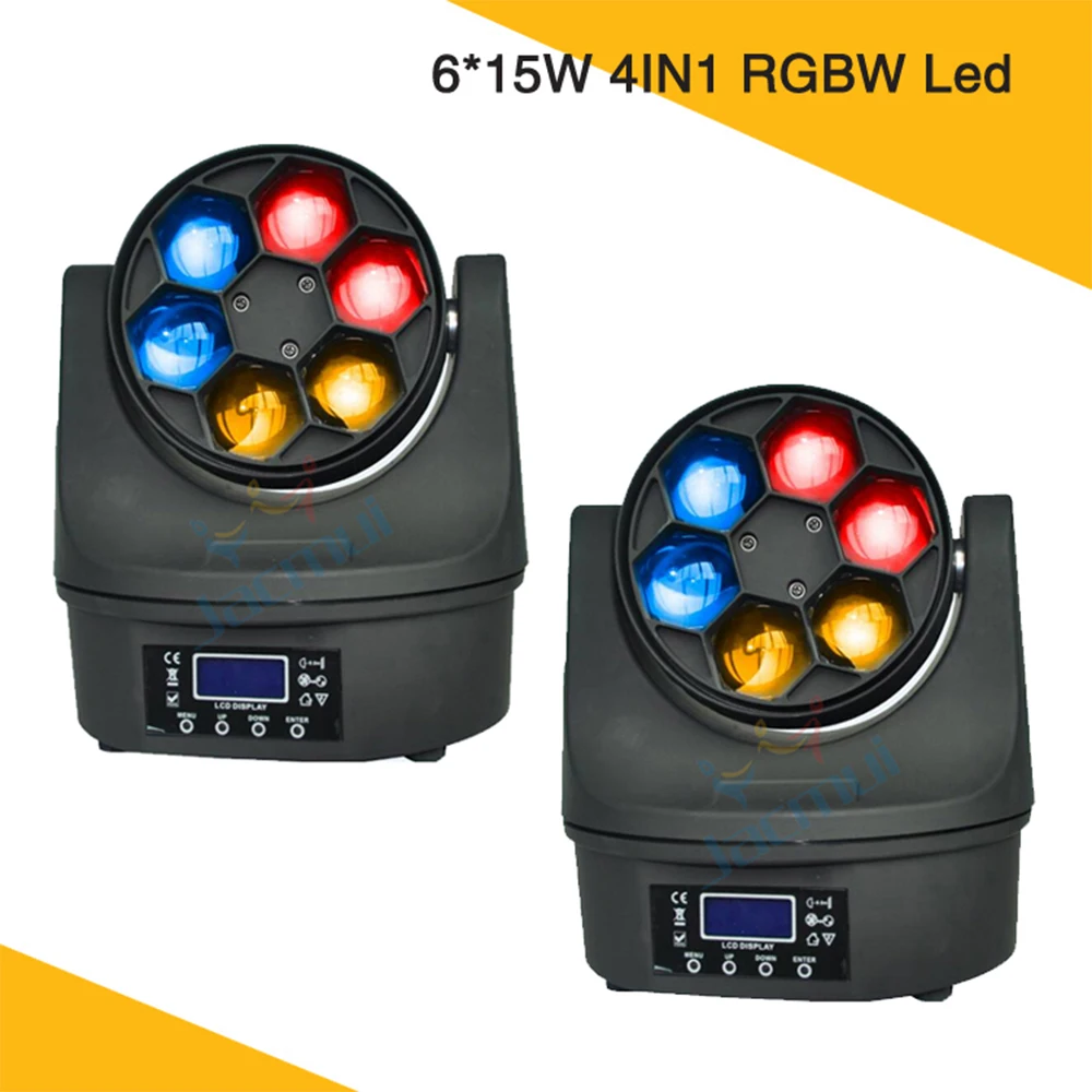 (2Pcs/Lot) Mini Hawkeye Light Led Beam Moving Head 6 x 15 Watt Lights