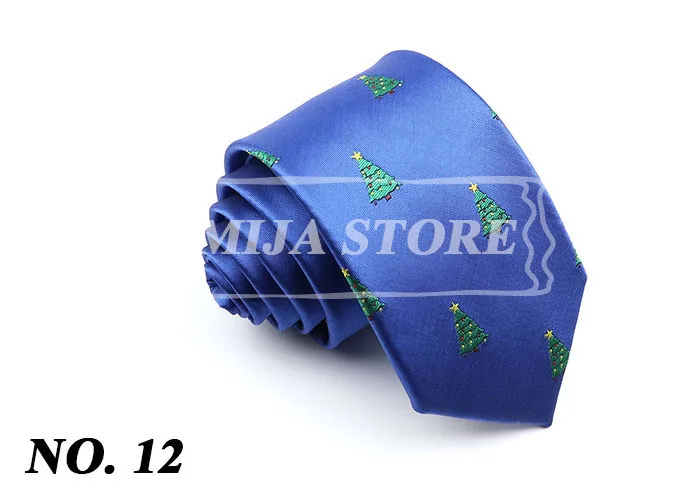 Christmas Ties For Men Red Green Blue Printed Festival Theme Party Gift Xmas Tree Santa Snowflake Slim Necktie For Man Accessori