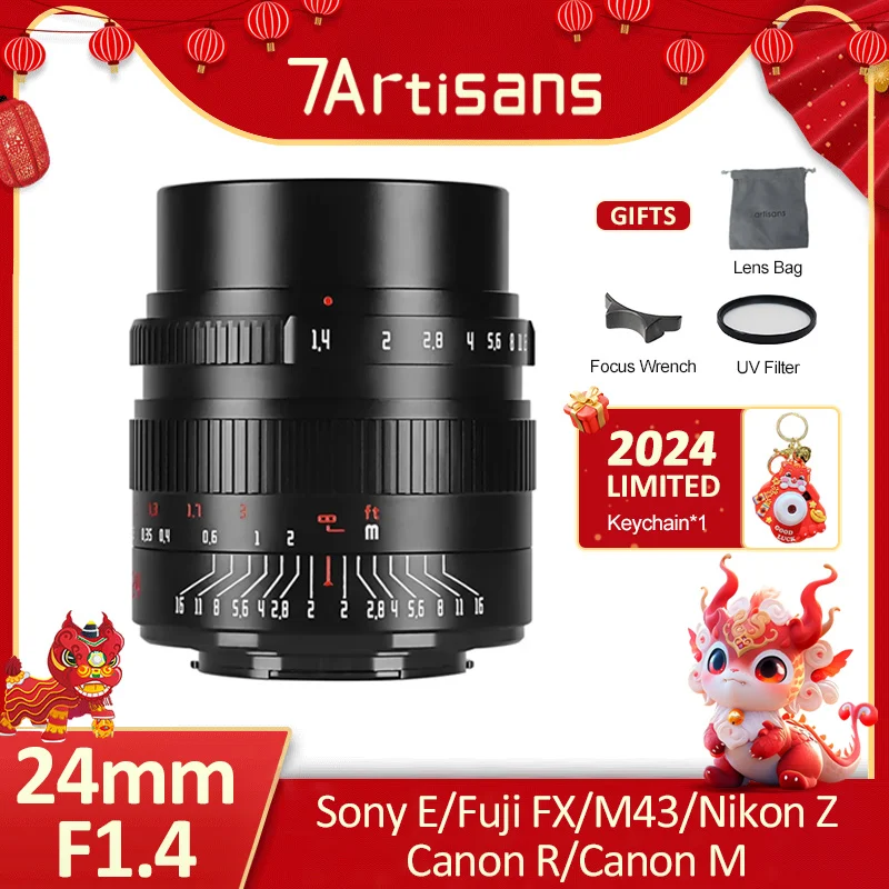 7 Artigiani 24Mm F1.4 Obiettivo Verticale Con Messa A Fuoco Manuale Di Grande Apertura Per Sony E Nikon Z Canon Eos M Rf Fuji Fx M43 Obiettivo Della F