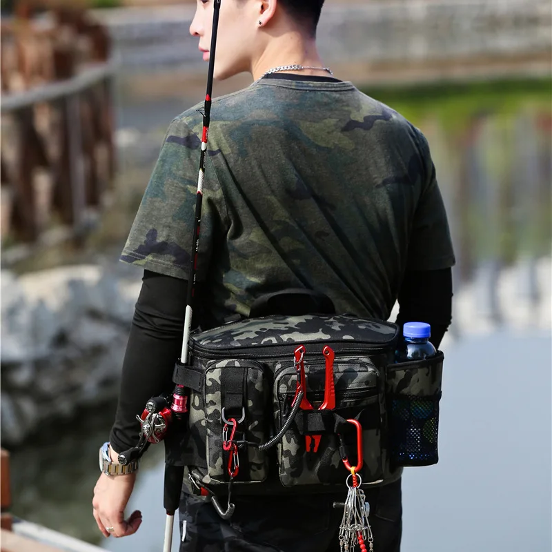 Lure Waist Bag Men's Large Capacity Outdoor Multi-Functional Camouflage Belt Bag Sports Backpack Shoulder Crossbody Fishing