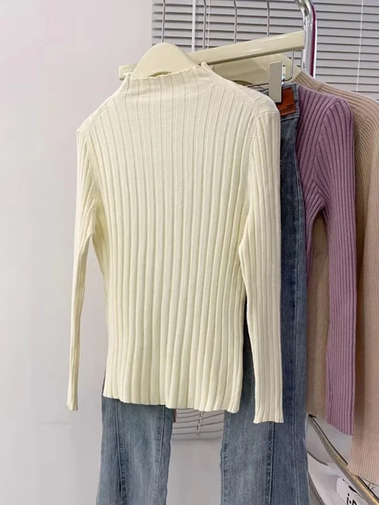 Zjaiss Women Knitted Sweater Autumn Winter 2025 Pullovers Turtleneck Long Sleeve Slim Versatile Basic Solid Female Sweaters - Image 5