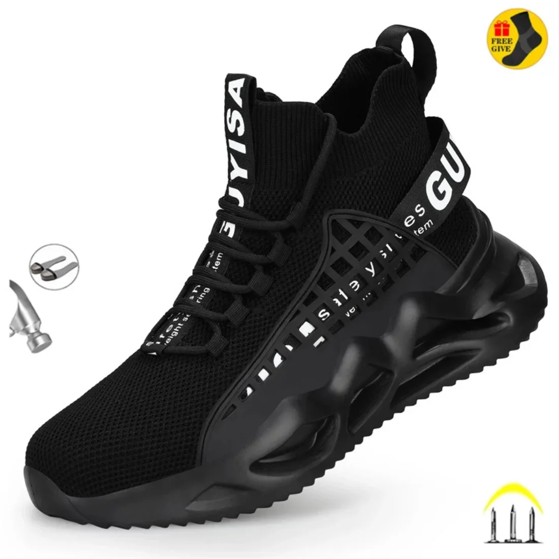 Men's Boots Safety Shoes Steel Toe Boots Breathable Puncture-Proof Work Safety Boots Male Footwear Construction Sneakers