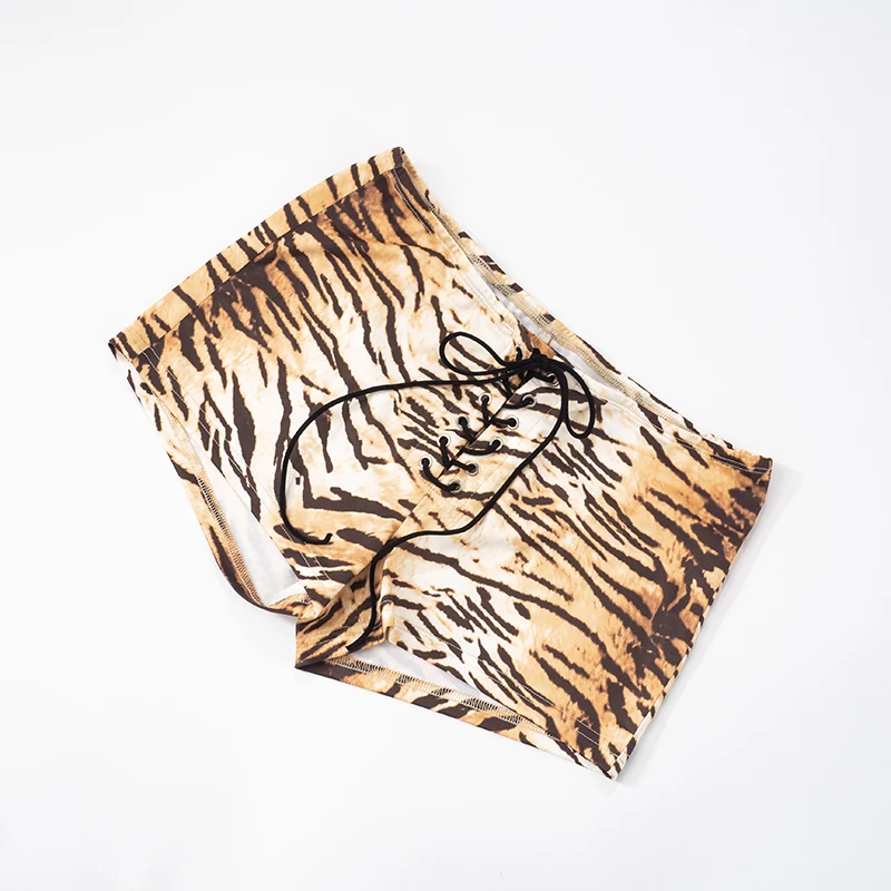 CUTENOVA Sexy Hottie Tiger Print Tie String Skinny Ultra Shorts Women'S 2025 Summer New Casual Street Sexy Hottie Ultra Shorts 5