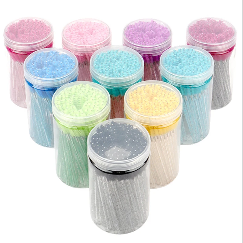 Contianer 일회용 속눈썹 마스카라 완드 케이스 마이크로 메이크업 애플리케이터 미용 도구와 50pcs 크리스탈 속눈썹 브러쉬