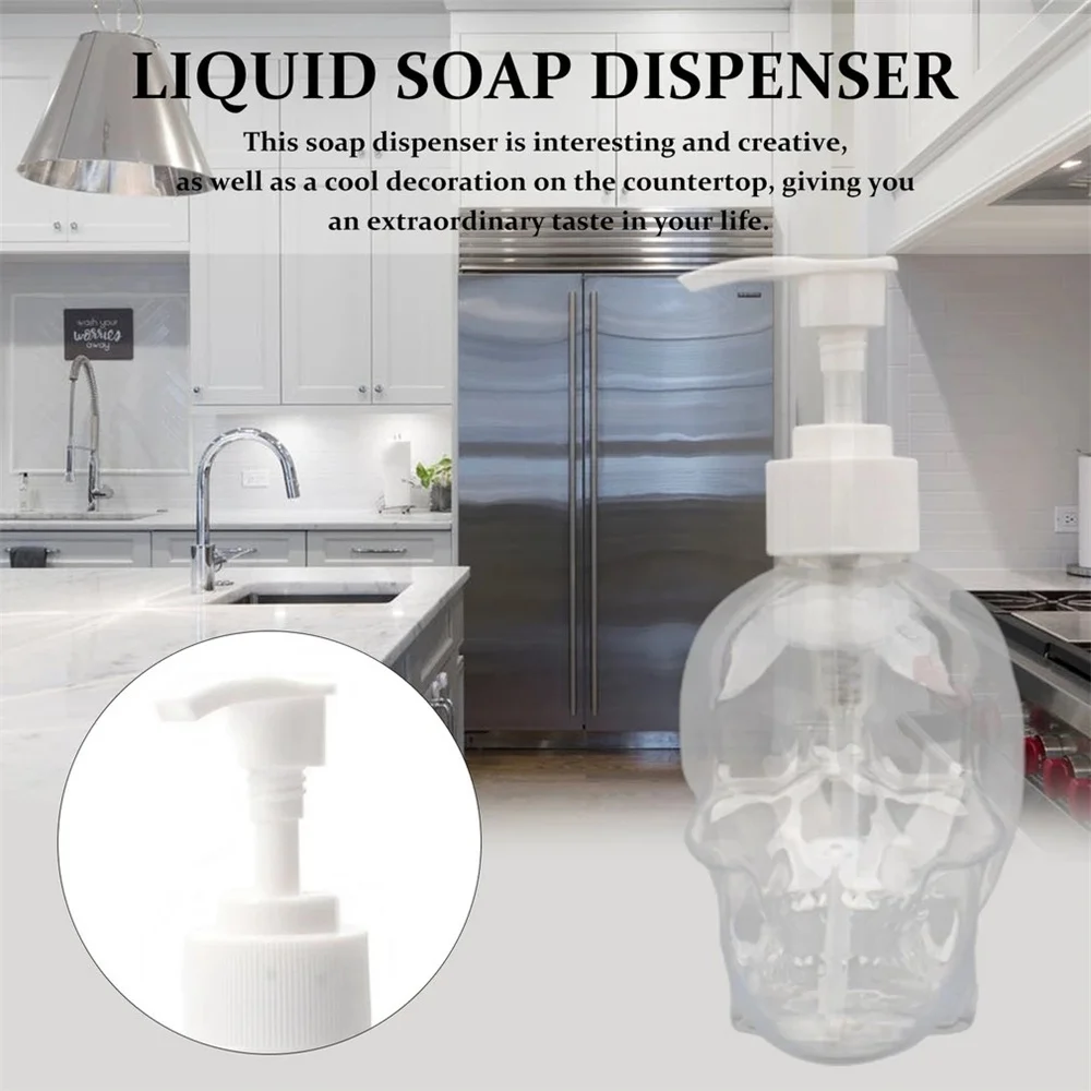 Soap Dispenser 350ml Skull Shape Fillable Bottle