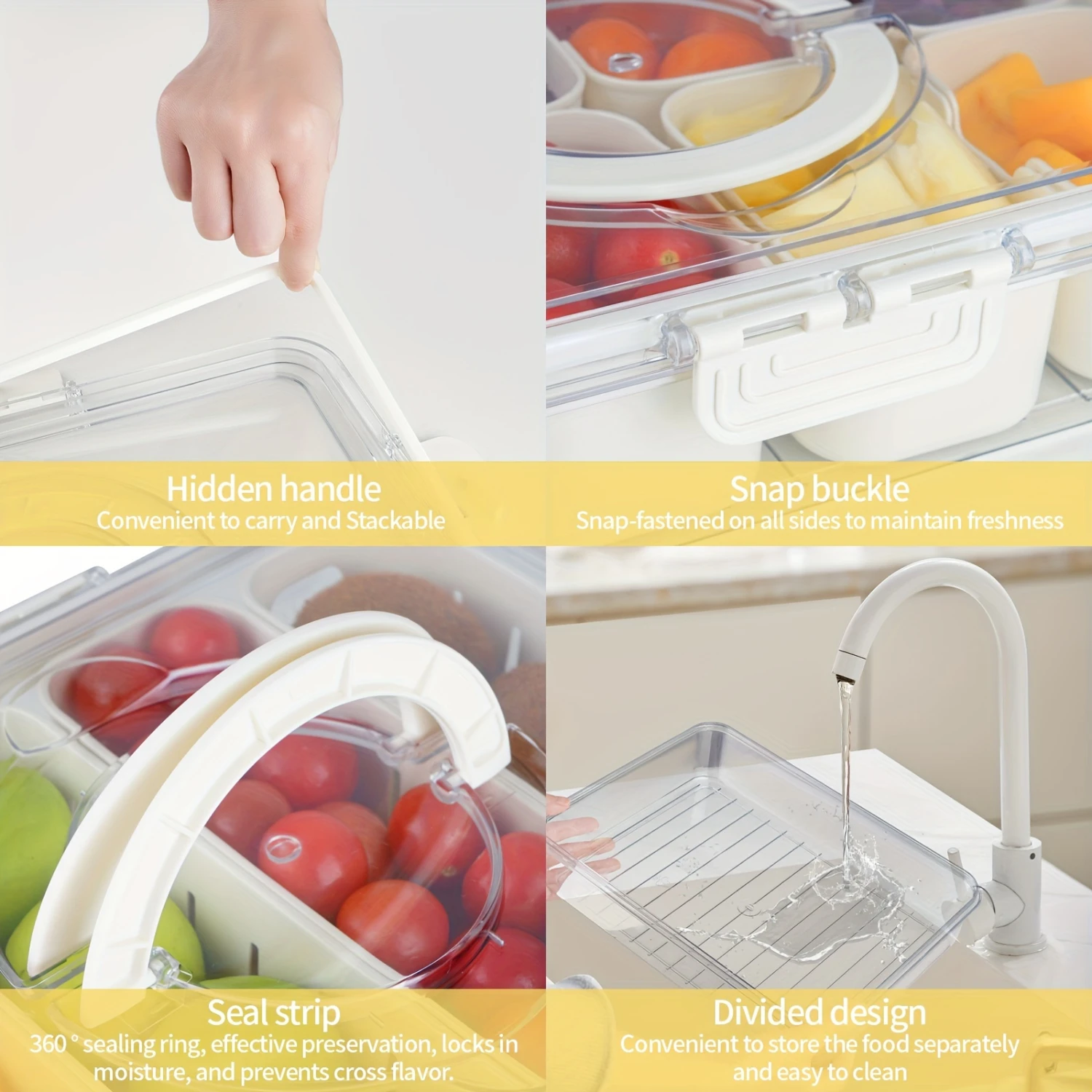 Stackable Plastic Food Serving Tray with Lid 8 Detachable Mini Boxes for Snacks, Salads, and Candy-for Organization