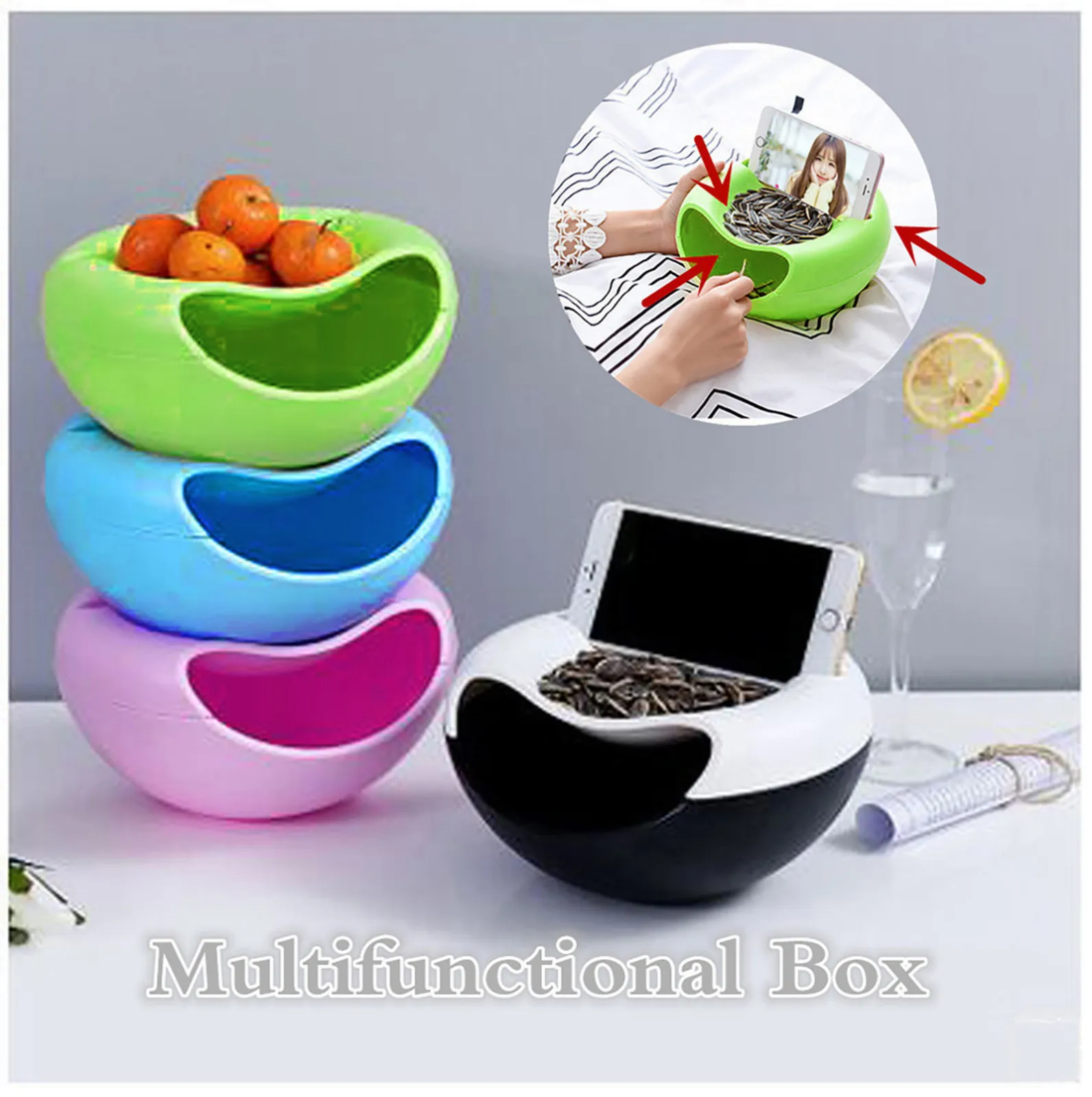 Snacks Bowl Creative Double Layer Dry Fruit Containers Snack Storage Box for Sunflower Seed Nut With Shell