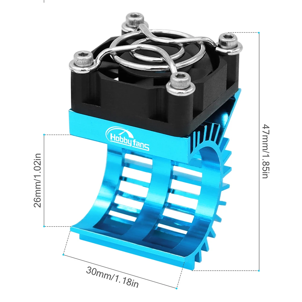 Dissipateur thermique moteur RC avec ventilateur - Bleu 47x30x26mm
