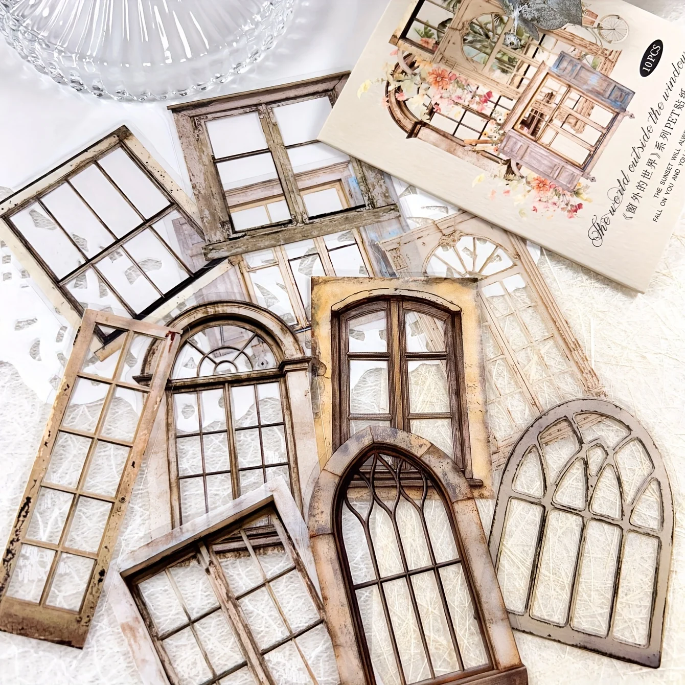 JIANQI 11 Stück/Packung Retro-Tor-Aufkleber, dekorative Scrapbooking-Collage-Materialien, Vintage-Tore-Aufkleber für die Herstellung von Journal-Bastelarbeiten – Detail 11