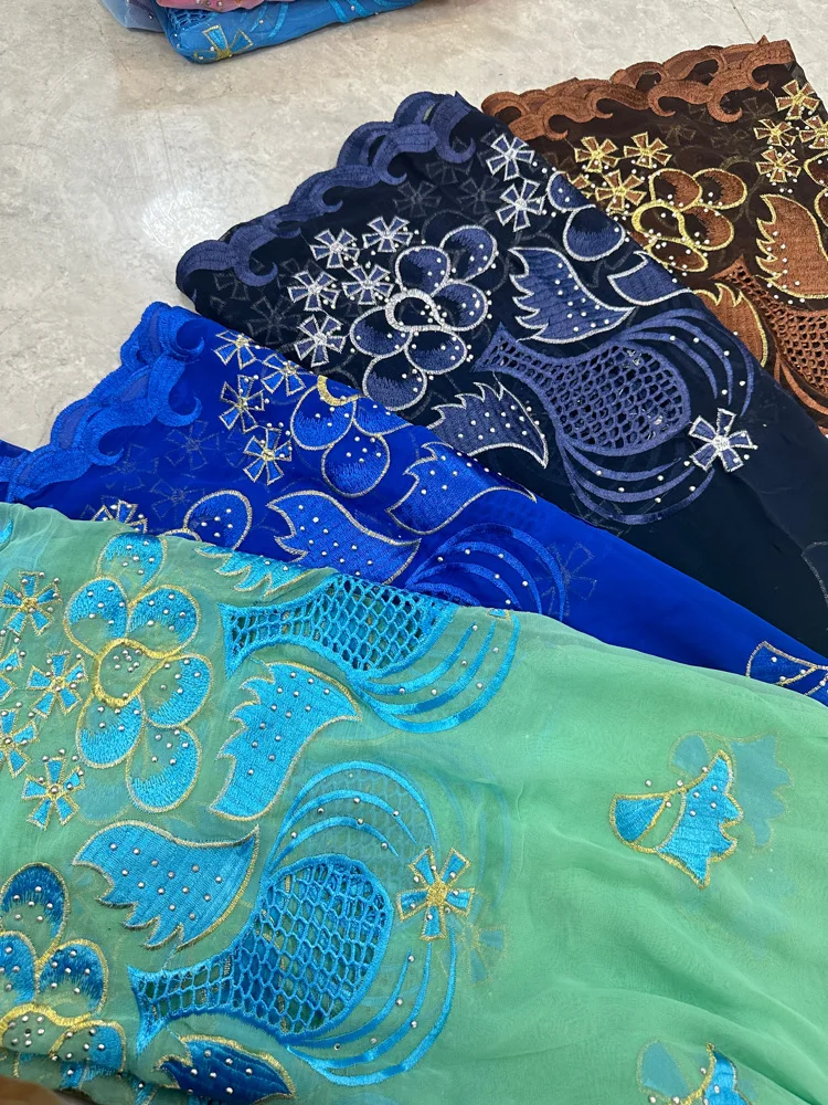 African best chiffon Muslim Scarf free ship sale Turban Women big Size Embroidery Chiffon Islamic Hijab Embroider Ramadan Dubai