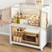 โมเดิร์น Multi-Layer Storage Rack ล้อพลาสติกตู้ครัว Home KITCHEN Sideboards พับห้องนอนตู้ 5