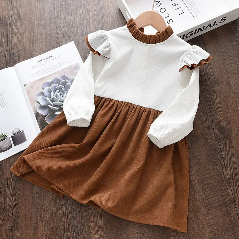 

Casual Girls Dresses Autumn New Children Baby Kids Clothing Ruffle Girl Dress Spring Kids Clothes Cute Girls Vestidos