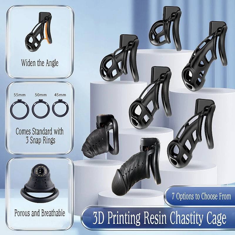 Resin Anti-Cheating Cock Cage Chastity Lock for Men BDSM Sissy, Adjustable Penis Restriction Device Adult Sex Toys Chastity Belt