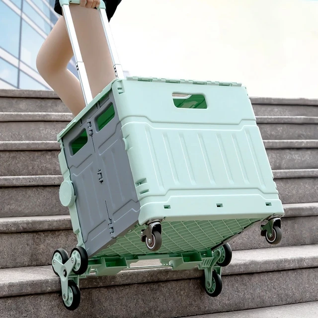 Összecsukható Bevásárló Kosár Ételek Zöldségek Hordozható Kocsi Kerekekkel Nagy Kapacitású Szupermarket Otthoni Tartozékok