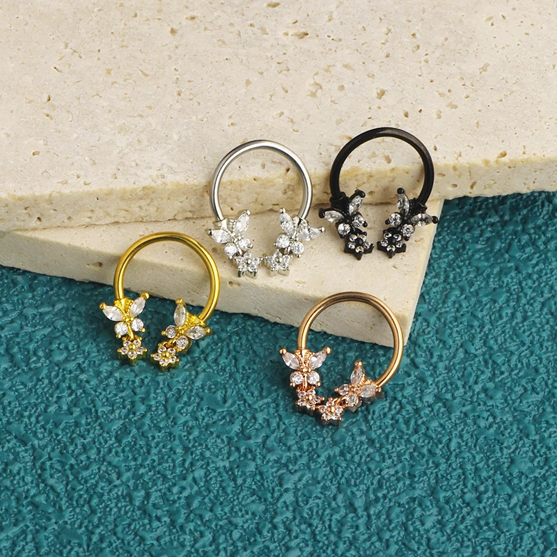 Septum Ring 16g Cute Septum Nose Rings Septum Daith Piercing Jewelry Septum Clicker horseshoe nose rings fake nose piercing cart