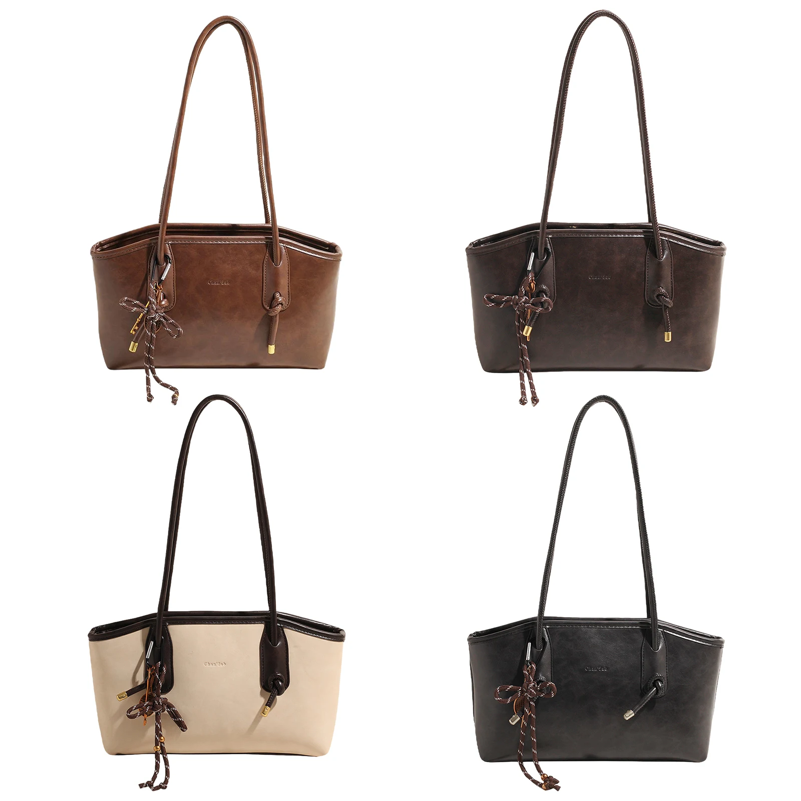 Leather Shoulder Bag for Women with Pendant Shoulder Tote Handbag Trendy Purse Bag Stylish Tote Bag for Work Travel